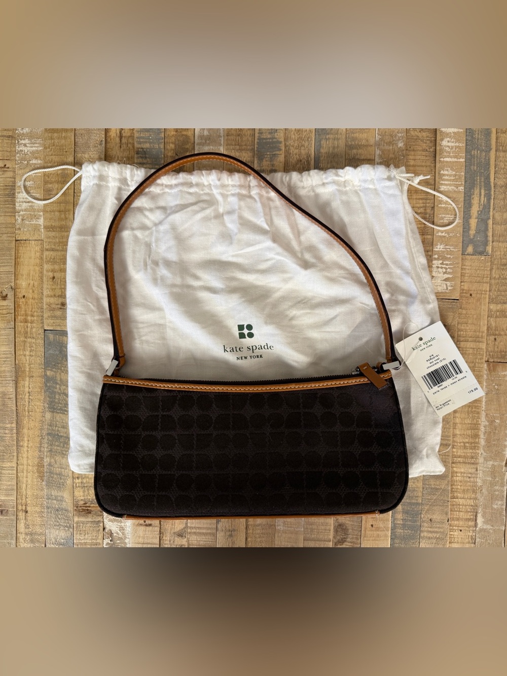 NWT Kate Spade Y2K Dot Noel Chocolate Brown Shoulder Bag w/ Zip Closure NWT